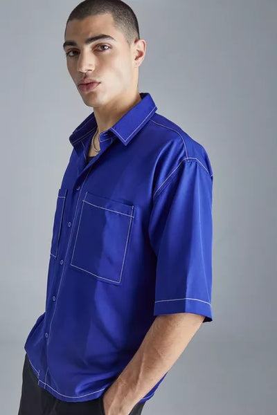 BoohooMan Boxy Dropped Shoulder Soft Twill Shirt