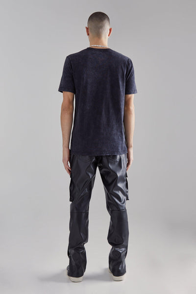 Boohoo Black Slim Fit Acid Wash Crew Neck Mens T-Shirt