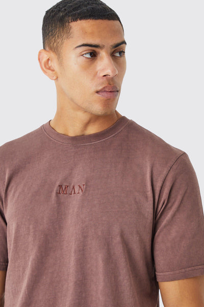 Boohoo Man Chocolate Roman Washed Crew Neck Mens T-Shirt