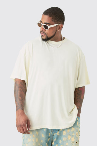 Boohoo Ecru Plus Oversized Homme Back Print Mens T-Shirt