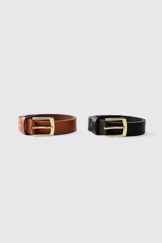 Boohoo Real Leather Gold Tone 2 Pack Gift Set Mens Belt