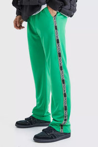 Boohoo Green Regular Fit Tape Side Tricot Mens Jogger