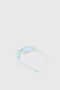 Boohoo Man PLASTIC RACER MENS SUNGLASSES IN MINT