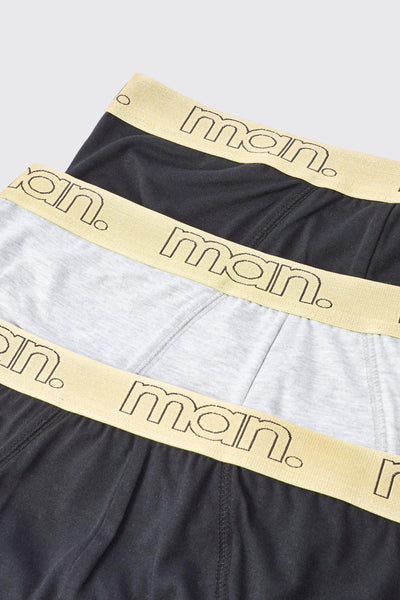 Boohoo 3 Pack Man Gold Waistband Mens Briefs