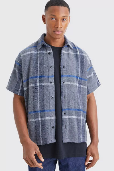 Boohoo Man SHORT SLEEVE BRUSHED CHECKED MENS OVERSHIRT