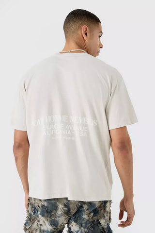 Boohoo Pale Pink Oversized Boxy Overdyed Graphic Mens T-Shirt