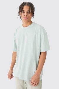 Boohoo Sage Oversized Overdye Gothic Text Mens T-Shirt