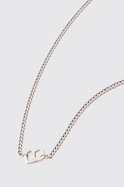 Boohoo Silver Chain Detail Pendant Mens Necklace