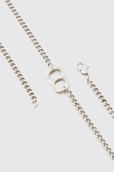 Boohoo Silver Chain Detail Pendant Mens Necklace