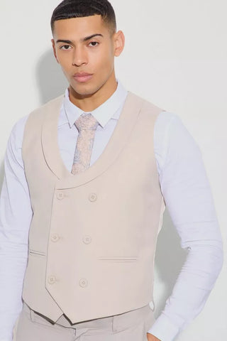 BOOHOOMAN DOUBLE BREASTED WAISTCOAT