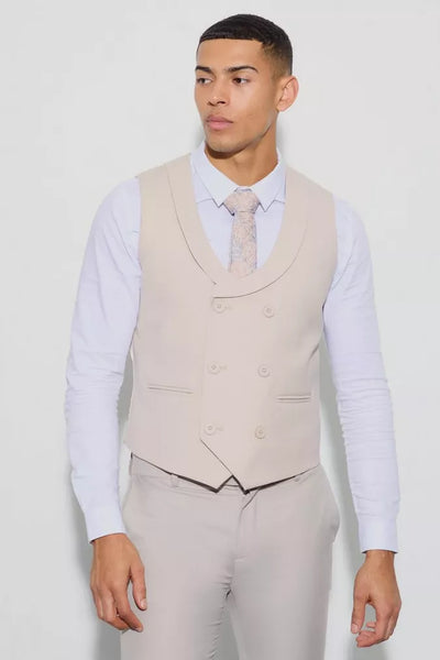 BOOHOOMAN DOUBLE BREASTED WAISTCOAT