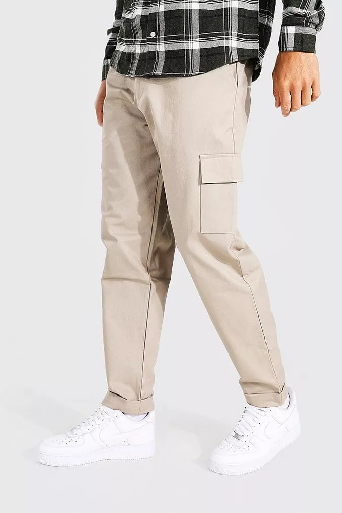 Boohoo Man TALL STRAIGHT LEG TWILL CARGO MENS TROUSERS