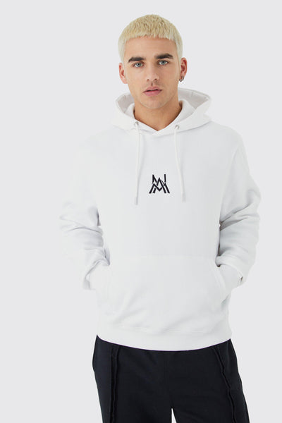 Boohoo White Boxy Man Basic Mens Hoodie