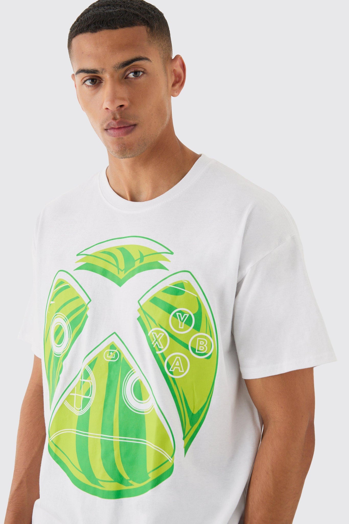 Boohoo White Oversized Xbox Gaming Logo License Mens T-Shirt
