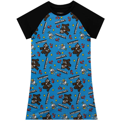 Minecraft Blue/Black Older Girls Nightdress