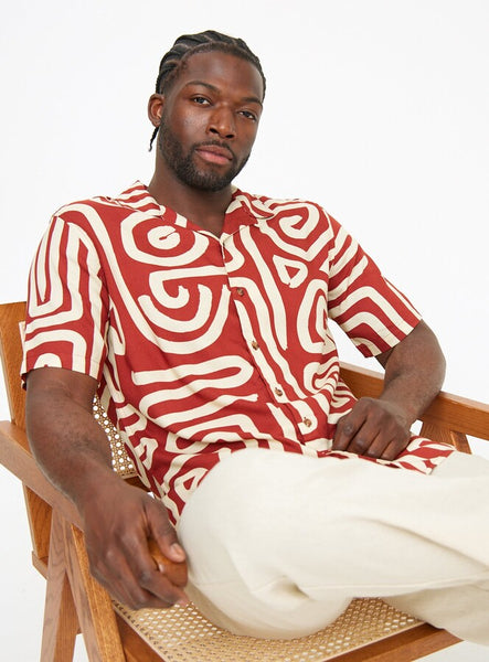 Tu Rust Swirl Print Short Sleeve Mens Shirt