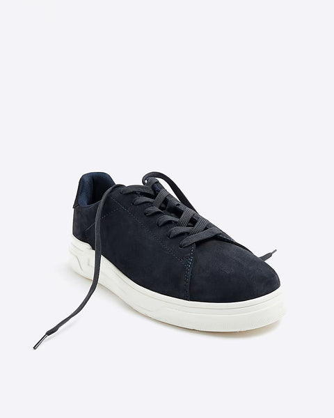 River Island Navy Blue Suede Lace up Men Trainers
