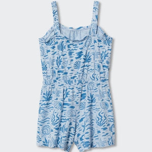 Mango Blue Sealife Print Older Girls Playsuit