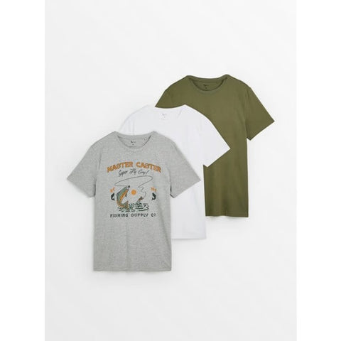 Tu 3 Pack Fishing & Plain Crew Mens T-Shirt