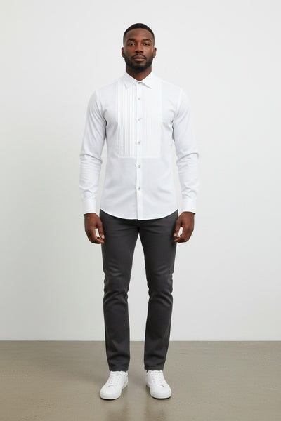 Zeroyaa White Long Sleeve Mens Shirt