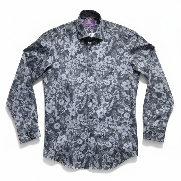 Hawes & Curtis Blue &Black Picadilly Detailed Floral Shirt