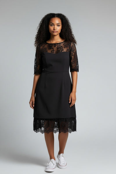 Nanette Lepore Very Black Rich Romantics Womens Dress