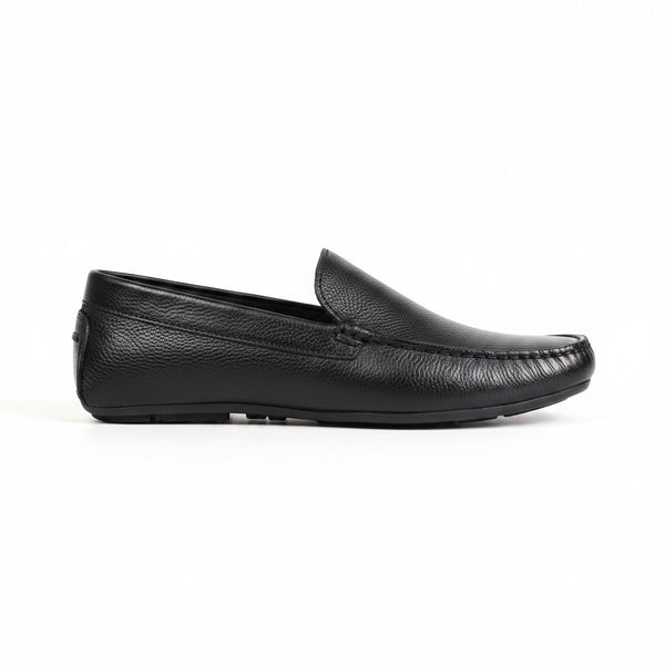 Parrotto Black Leather Mens Loafers