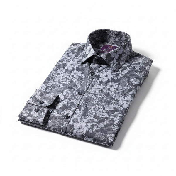 Hawes & Curtis Blue &Black Picadilly Detailed Floral Shirt
