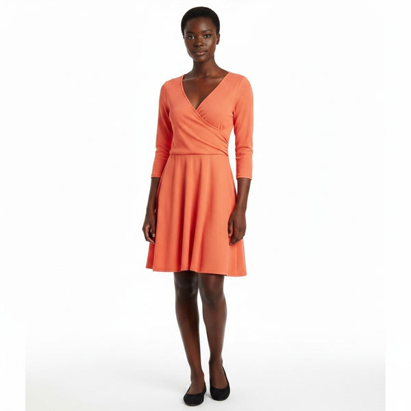 Topshop Orange Wrap Back Skater Womens Dress