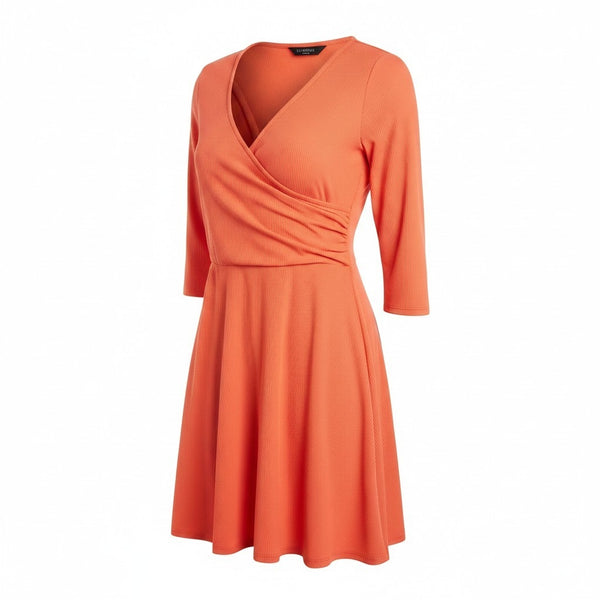 Topshop Orange Wrap Back Skater Womens Dress