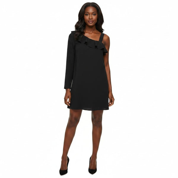Mango Ladies Asymmetric Neckline One Shoulder Tunic Frill Shift Dress