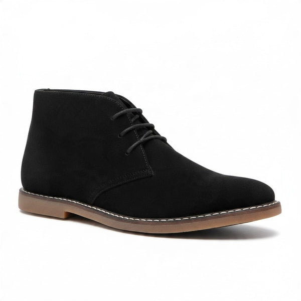 BoohooMAN Black Gum Sole Faux Suede Desert Mens Boots