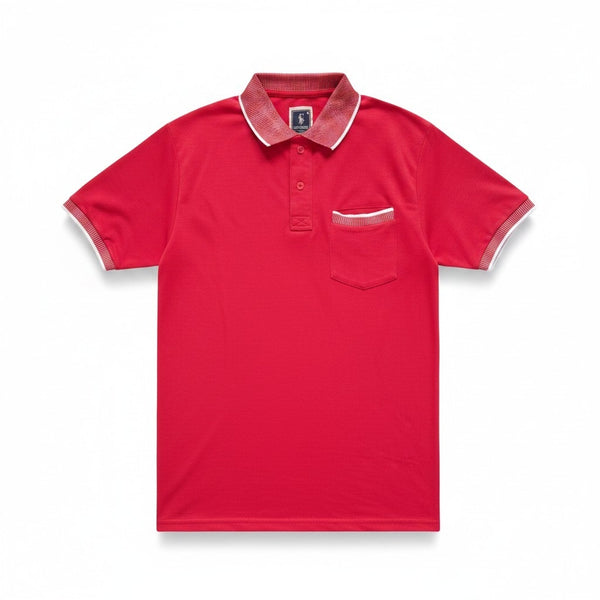 Ice Polo Red Contrast Collar Mens Polo Shirt