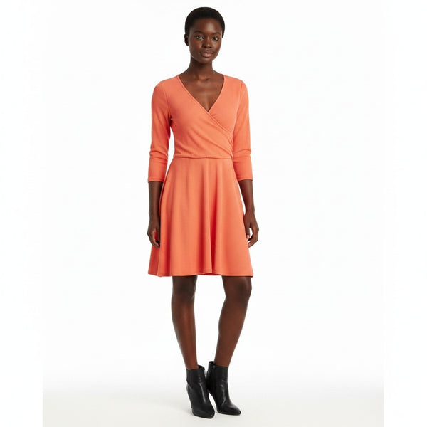 Topshop Orange Wrap Back Skater Womens Dress