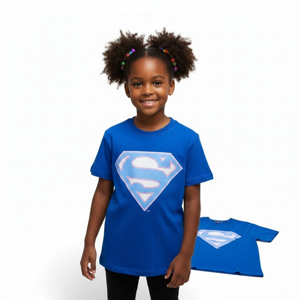 DC Comics Superman Blue Colour Logo Older Girls T-Shirt