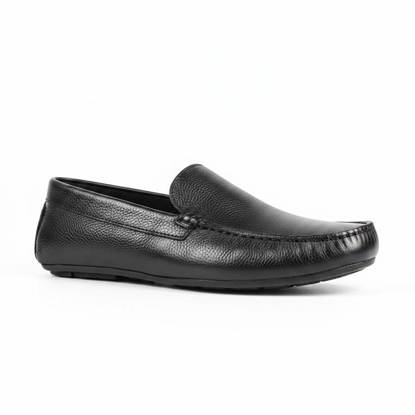 Parrotto Black Leather Mens Loafers