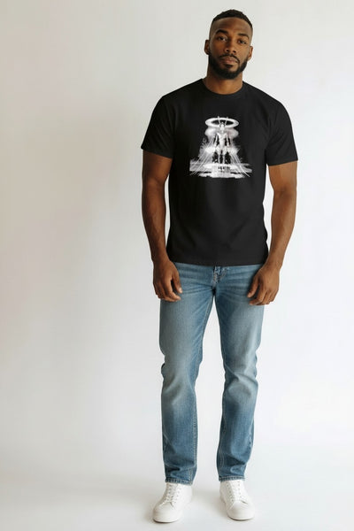 Tribal Black Celestial Space Robot Mens T-Shirt