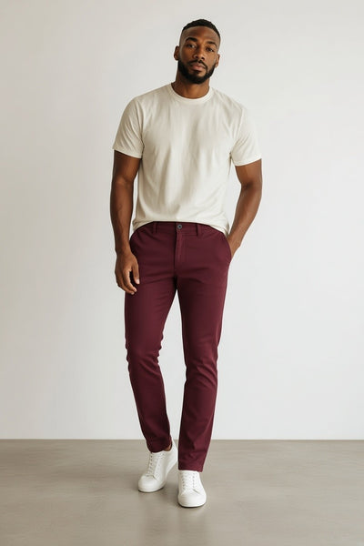 GAG Burgundy Chinos Mens Trousers