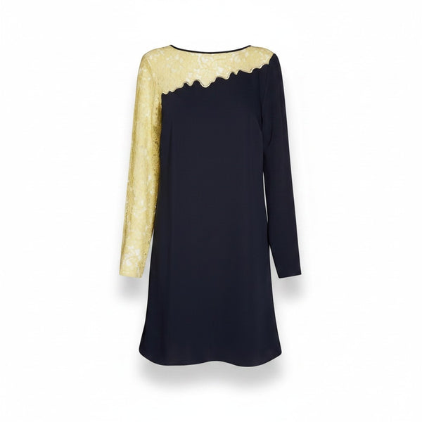 Next Navy & Yellow Lace Long Sleeve Womens Dress