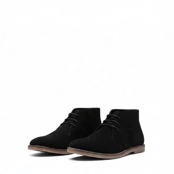 BoohooMAN Black Gum Sole Faux Suede Desert Mens Boots