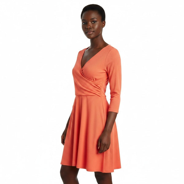 Topshop Orange Wrap Back Skater Womens Dress