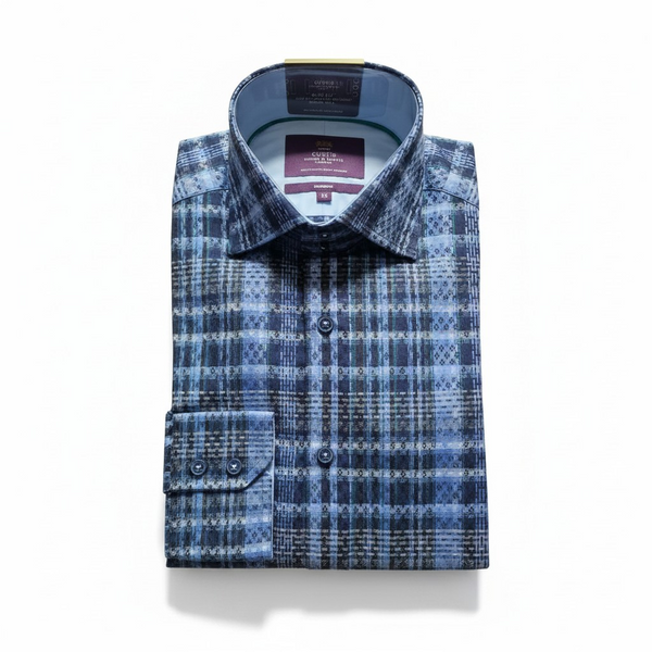 Hawes & Curtis Brandon Navy & Green Check Mens Shirt