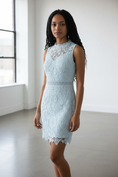 Eilly Bazar Blue Lace Womens Dress