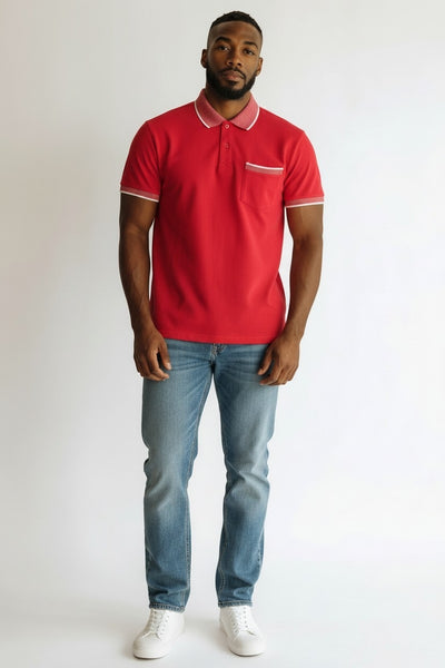 Ice Polo Red Contrast Collar Mens Polo Shirt