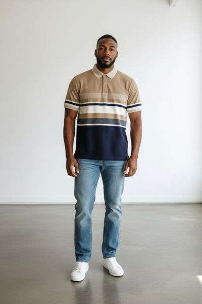 George Multi Colored Striped Mens Polo Shirt