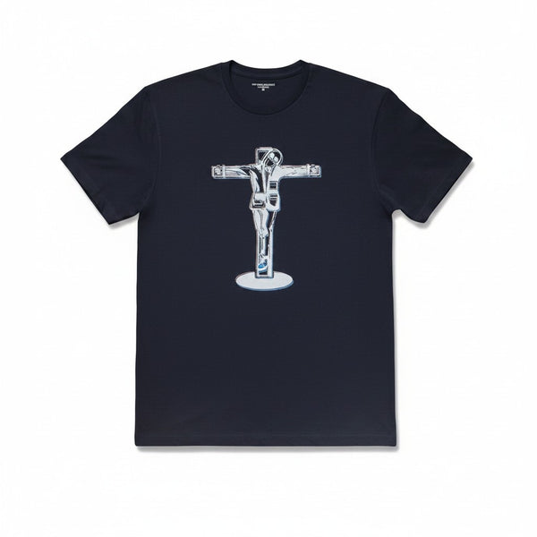 Tribal Navy Blue Boiler Suit Man on Cross Mens T-Shirt