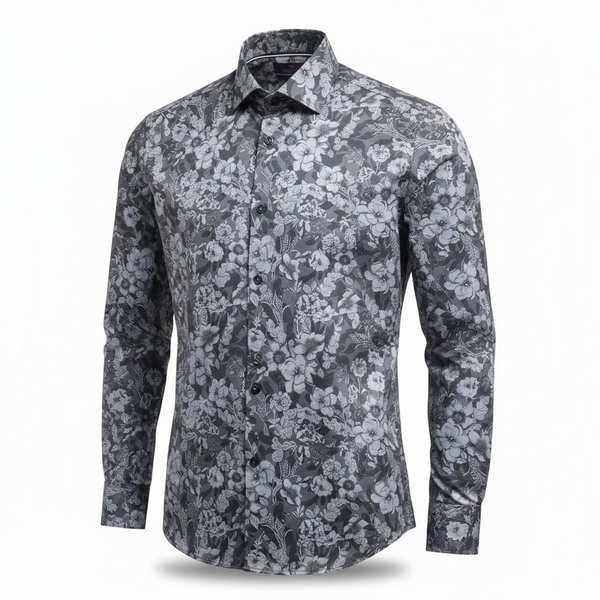 Hawes & Curtis Blue &Black Picadilly Detailed Floral Shirt