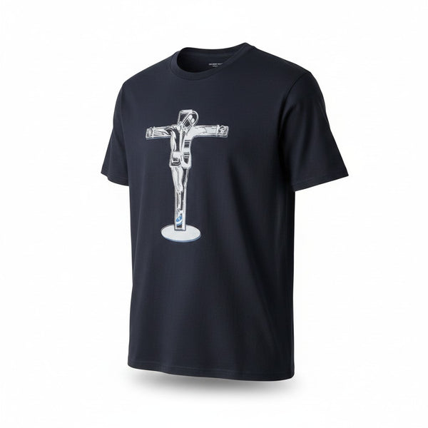 Tribal Navy Blue Boiler Suit Man on Cross Mens T-Shirt