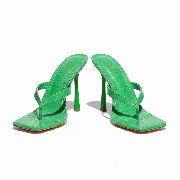 Simmi London Green Croc Womens Heels
