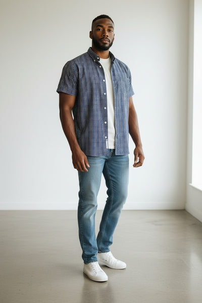 Lincoln Navy Striped Mens Shirt